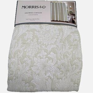 NEW Morris & Co Chrysanthemum Winding Blooms Floral Luxury Shower Curtain Green
